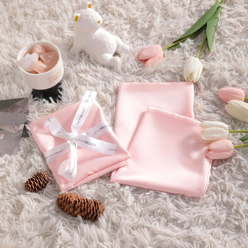 NTBAY Zippered Silk Satin Toddler Pillowcases - 2 Pack Hidden Zipper 13x18 Pillowcases - Luxury and Silky Baby Travel Pillow Covers, Pink - Image 5