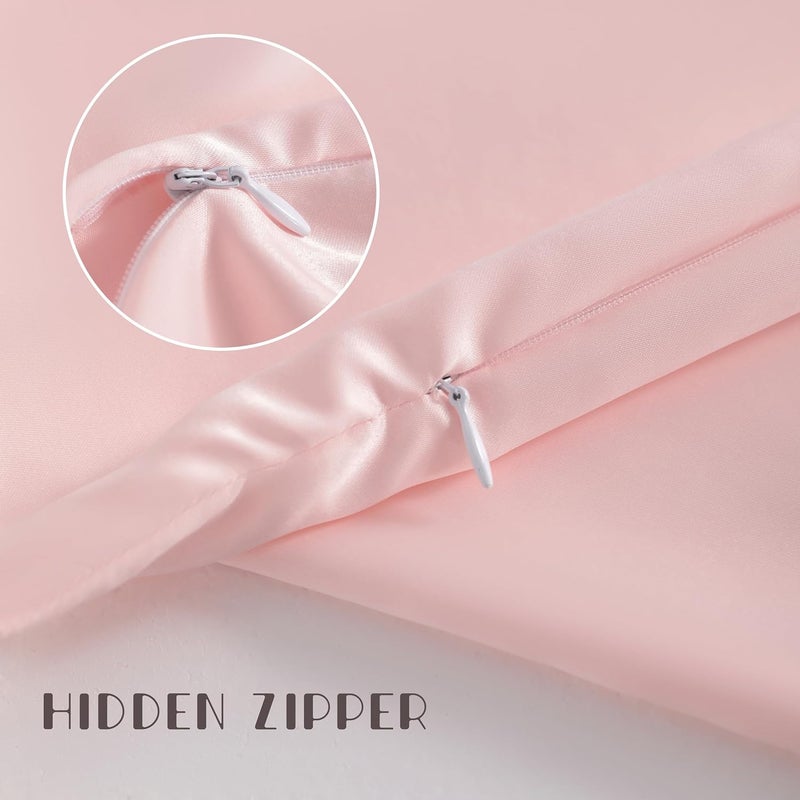 NTBAY Zippered Silk Satin Toddler Pillowcases - 2 Pack Hidden Zipper 13x18 Pillowcases - Luxury and Silky Baby Travel Pillow Covers, Pink - Image 3