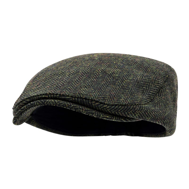 STARANCE Men's Flat Cap Wool Tweed Driving Irish Newsboy Hat (Herringbone Green) - Image 2