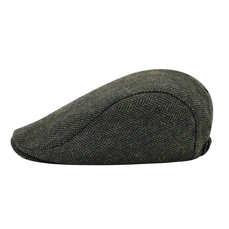 STARANCE Men's Flat Cap Wool Tweed Driving Irish Newsboy Hat (Herringbone Green) - Image 3