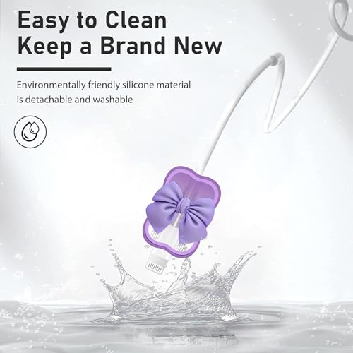 INEFABLE 25W Charger Protector for Samsung, Protective Silicone Case Cover 25W Power Adapter Charger with Wire Saver - Pack of 1 (Purple Bow) - Image 5