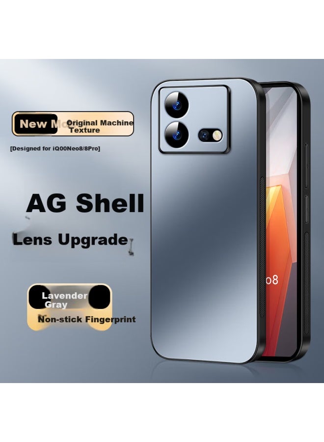 Shangsu Compatible With Iqoo Neo8 Phone Case, Iqoo Neo8 Pro Protective Cover, Ag Frosted Lens Full Protection, Real Machine Feel, Simple Solid Color, Light Luxury, Anti-fingerprint, For Women And Men, Lavender Gray