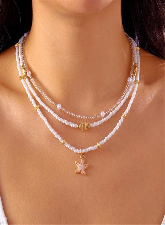 Bohemian style shell necklace for women, fashionable pearl necklace, collar chain