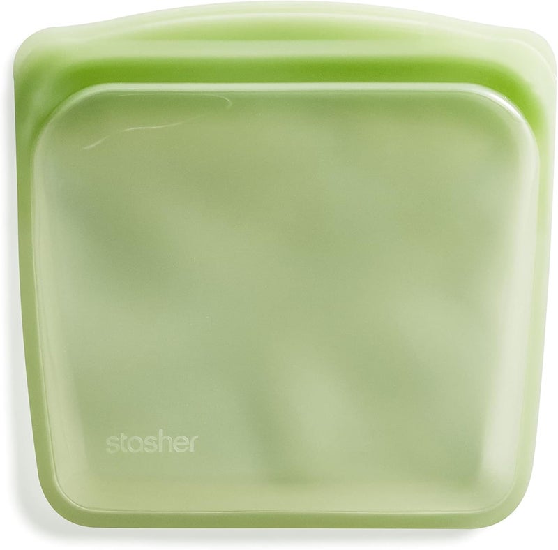 Stasher Premium Silicone Reusable Food Storage Sandwich Bag Green Microwave Sous Vide Dishwasher Oven and Freezer Safe BPA Free Leakfree Ecofriendly 28 Oz