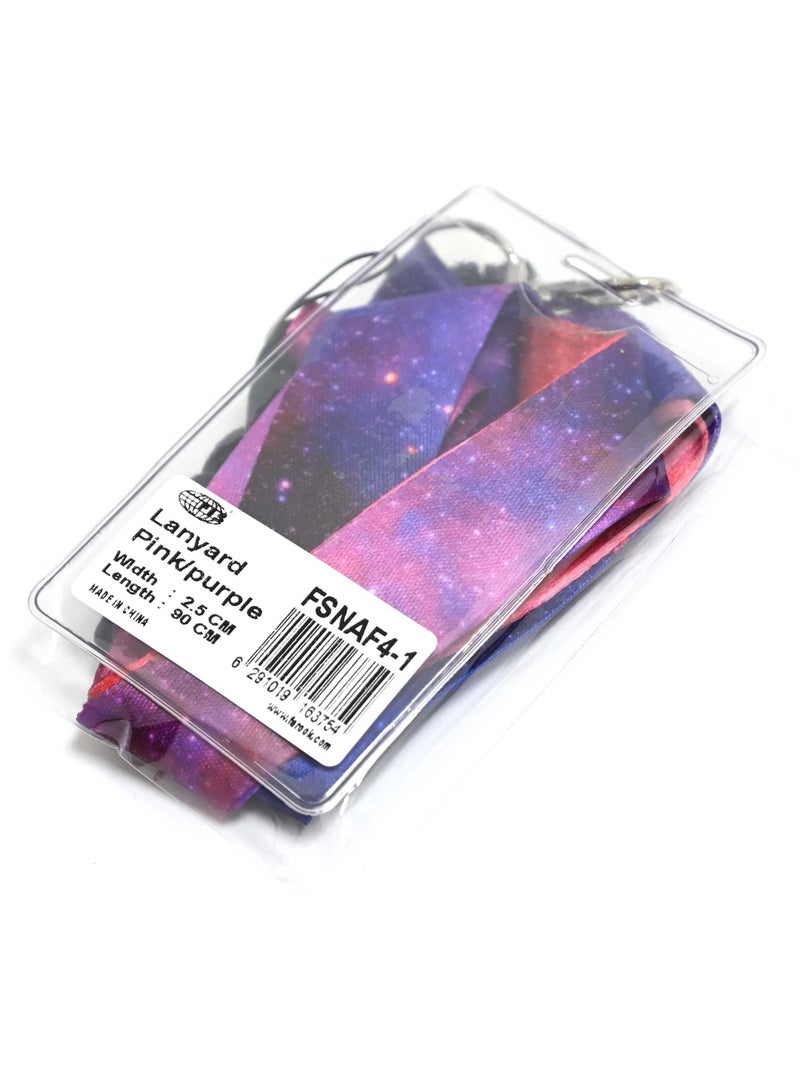FIS حقيبة FIS تحتوي على 1 حبل أنيق مع خطاف معدني عرض: 2.5 سم، طول: 90 سم مع شارة اسم شفافة 62x102 مم لون بنفسجي/وردي -FSNAF4-1 - Image 3