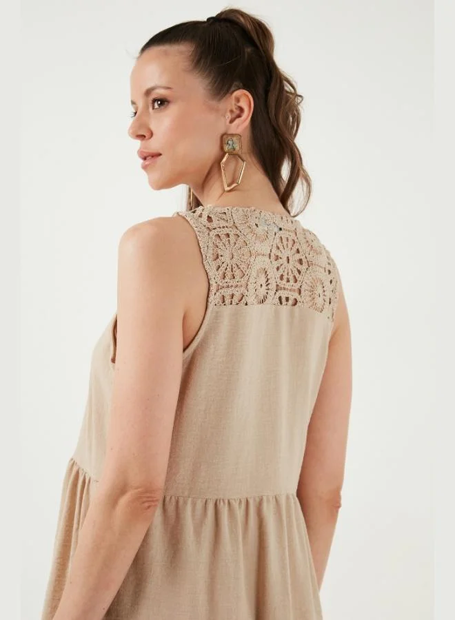 Lela  Lela Relaxed Fit V-Neck Ruffled Midi Dress Women's Dress 611EL011 for Women | Best Price UAE