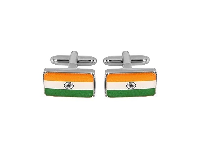 CUFFLINKS flag Silver, Green, Orange, White, And Resin Wear With Pride Cufflink for Men Whit Gift Box - Image 1