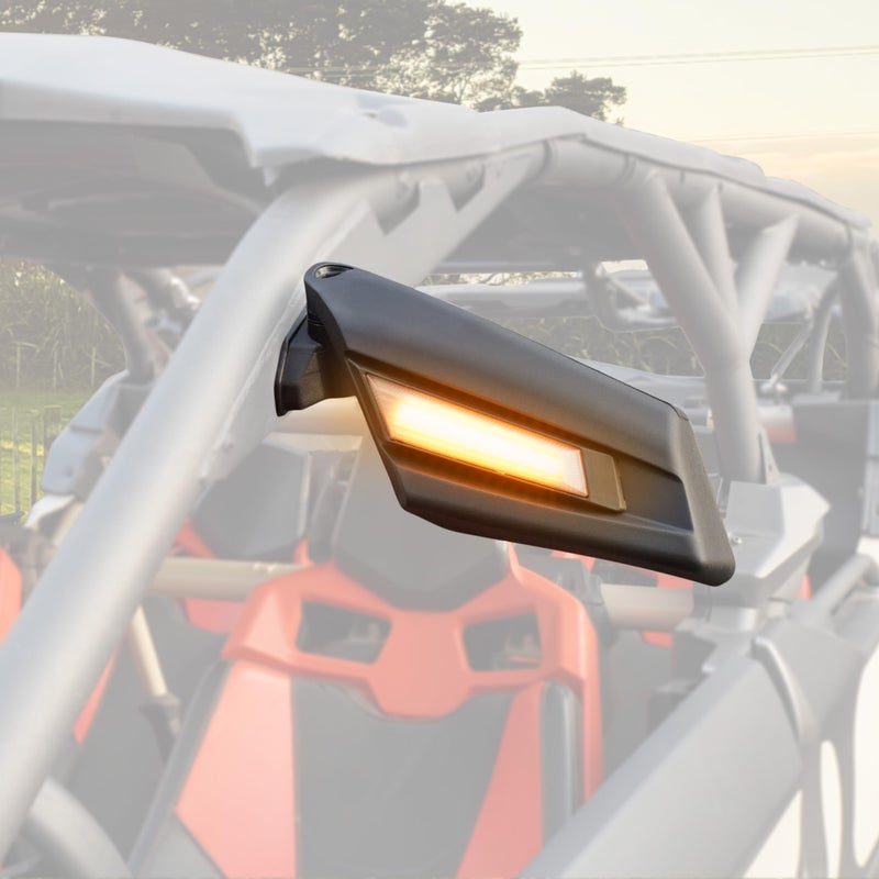 SAUTVS Side View Mirrors with Light for Can Am Maverick X3 Adjustable Folding Rear View Side Mirrors with LED Turn Signal Lights for Can Am Maverick X3 MAX DS RS Turbo R 20172025 Accessories