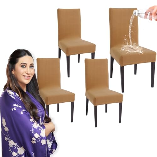 HOKIPO Dining Chair Cover Water-Resistant, Pack of 4, Camel (AR-4916-CML*4) - Image 1
