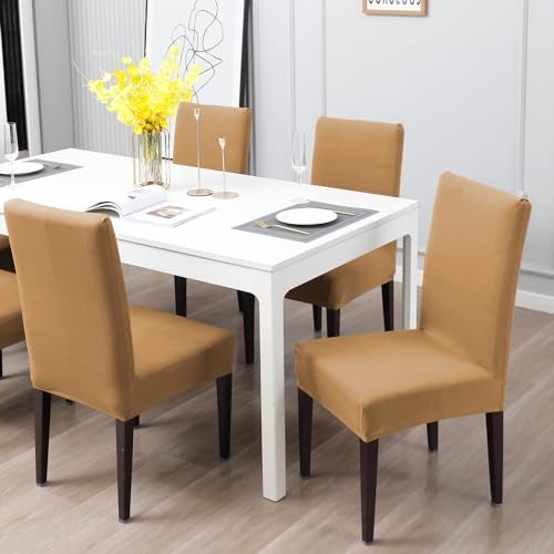 HOKIPO Dining Chair Cover Water-Resistant, Pack of 4, Camel (AR-4916-CML*4) - Image 2
