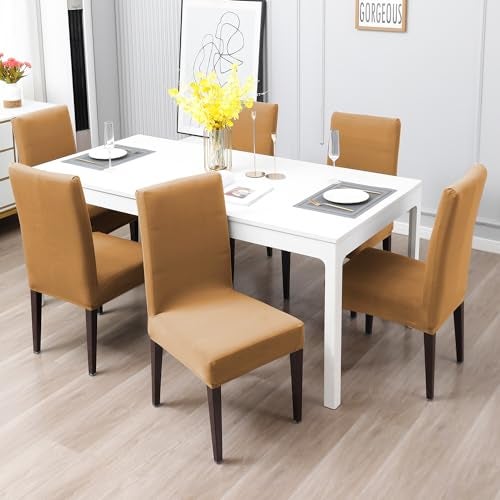HOKIPO Dining Chair Cover Water-Resistant, Pack of 4, Camel (AR-4916-CML*4) - Image 5
