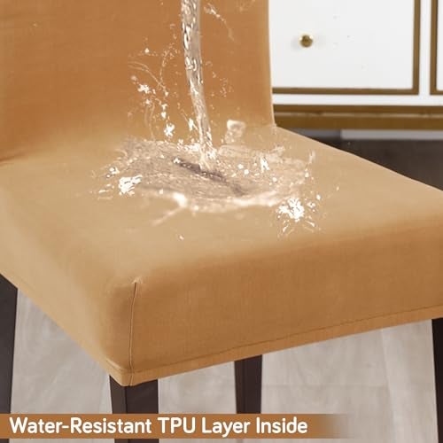 HOKIPO Dining Chair Cover Water-Resistant, Pack of 4, Camel (AR-4916-CML*4) - Image 3