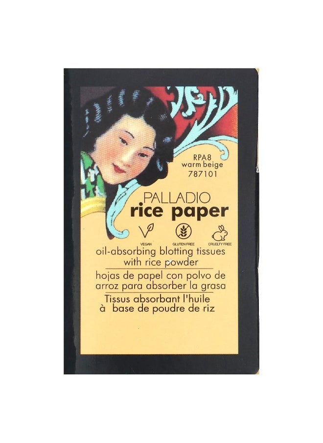 PALLADIO Palladio, Rice Paper, Oil-Absorbing Blotting Tissues, Warm Beige RPA8, 40 Tissues  - Image 1