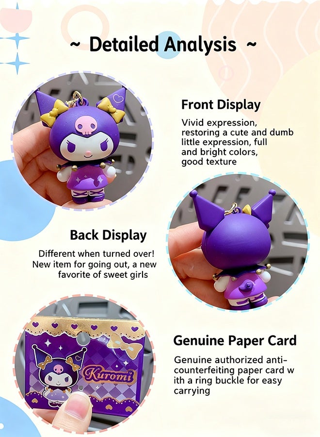 Sanrio Kuromi Keychain New Release Cute PVC Bag Charm Accessory Kawaii Purse Clip for Keys,Backpacks,Official Gift for Boys & Girls - Image 2