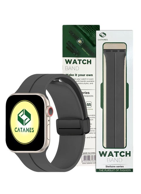 Apple Watch Band 38mm 40mm 41mm Magnetic Band D-buckle Silicone Sport Strap Replacement Wrist Band Dark Grey