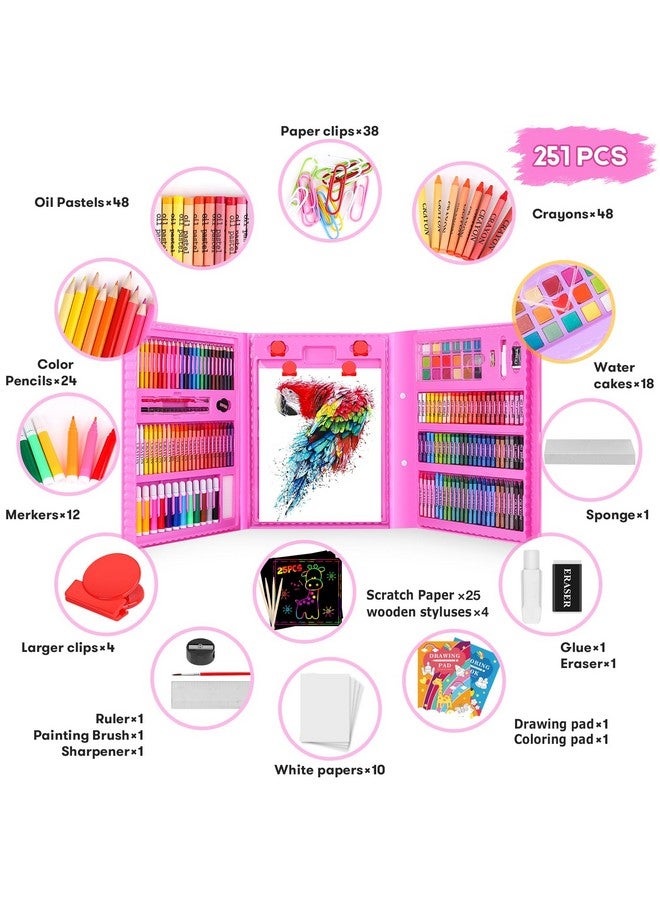iBayam Art Kit 251 Pack Art Supplies Drawing Kits Arts And Crafts Gifts Box For Kids Teen Girls Boys Art Set Case With Trifold Easel Scratch Paper Sketch Pad Coloring Book Crayons Pencils - Image 2