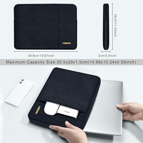 Hseok Laptop Case 15.6 Inch Sleeve, Shockproof Protective Water Repellent with Accessory Pocket,Compatible with Mac Pro 16 inch 2025-2019, Sleeve Bag for Most 15 15.6 16 Notebooks,Black - Image 2