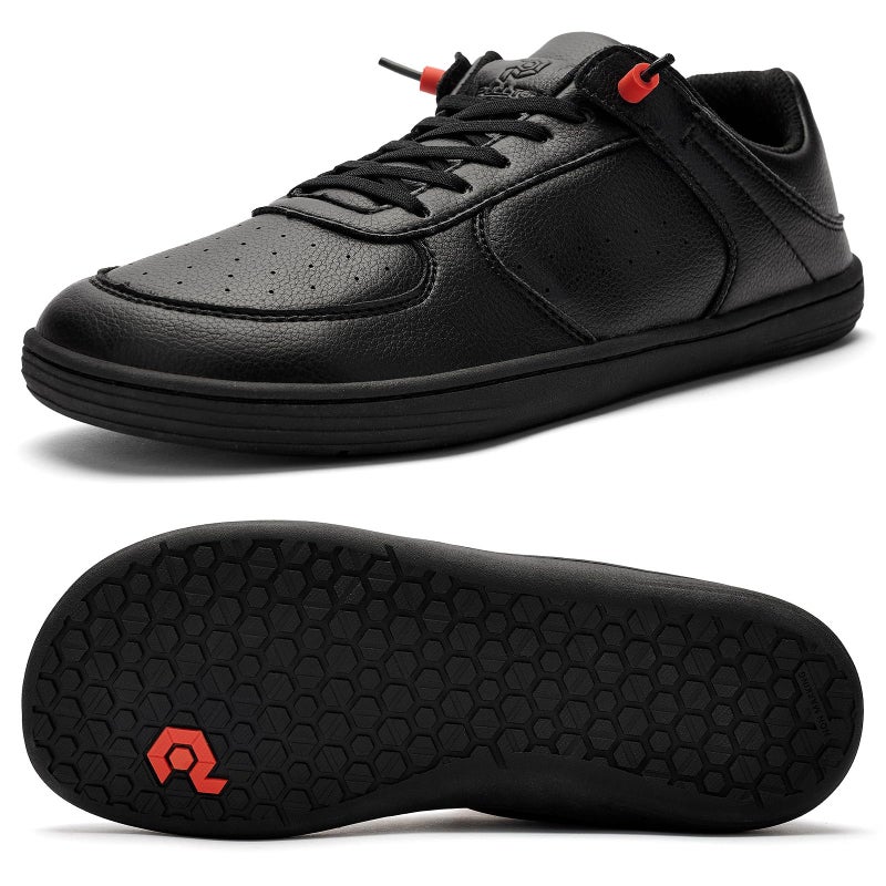 Pulltop Barefoot Wide Toe Box Shoes for Men - Minimalist Barefoot Dress Sneakers Zero Drop Slip on Non Slip for Walking All Black Size 9 Wide - Image 1