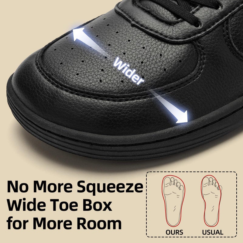 Pulltop Barefoot Wide Toe Box Shoes for Men - Minimalist Barefoot Dress Sneakers Zero Drop Slip on Non Slip for Walking All Black Size 9 Wide - Image 4