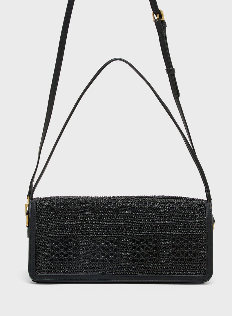 Ted Baker Raffia Straw Elongated Shoulder Crossbody  - Image 2