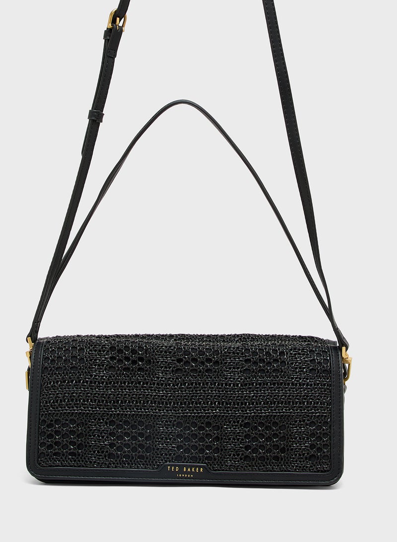 Ted Baker Raffia Straw Elongated Shoulder Crossbody  - Image 1