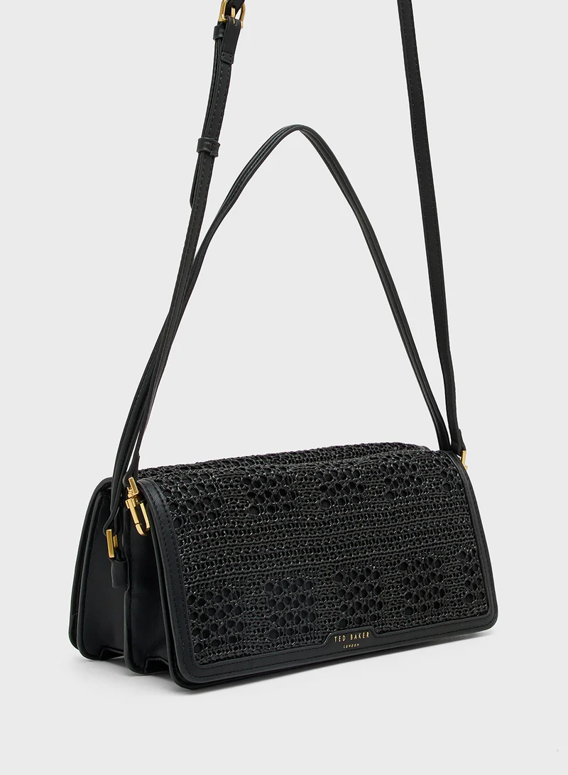Ted Baker Raffia Straw Elongated Shoulder Crossbody