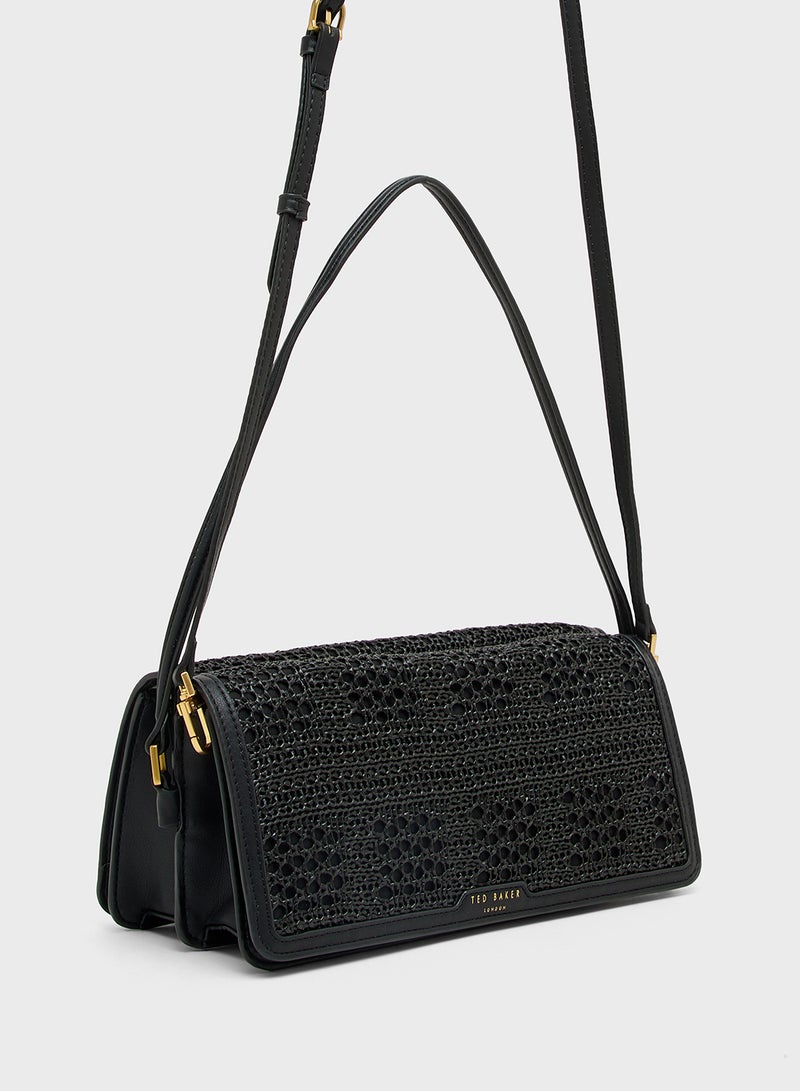 Ted Baker Raffia Straw Elongated Shoulder Crossbody  - Image 3