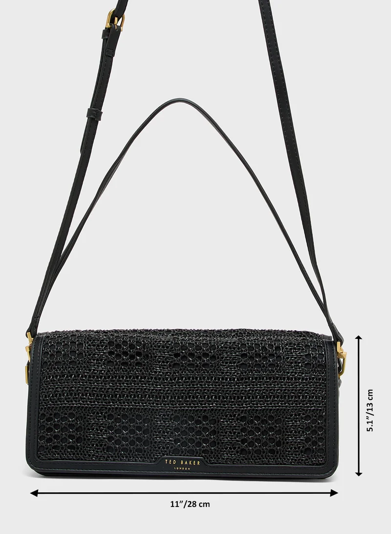Ted Baker Raffia Straw Elongated Shoulder Crossbody