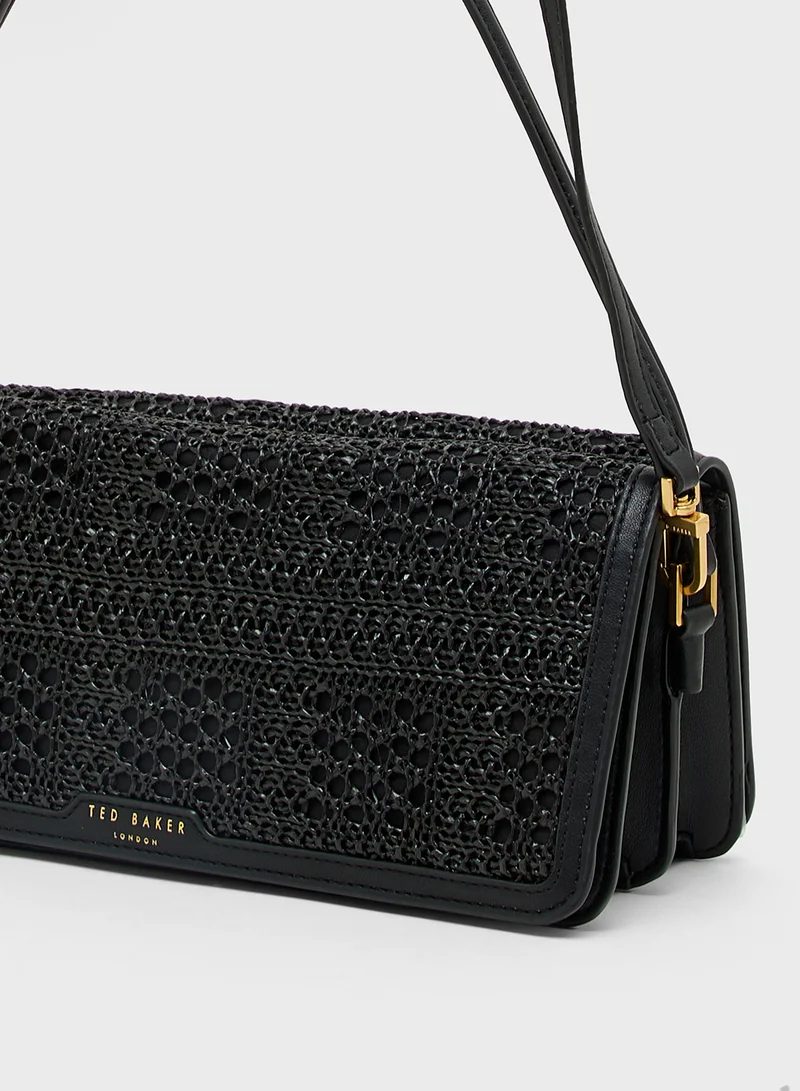 Ted Baker Raffia Straw Elongated Shoulder Crossbody