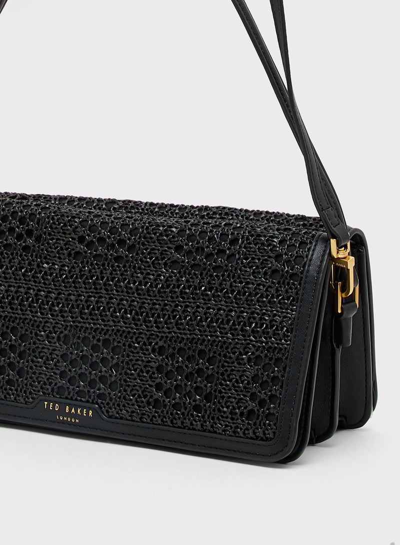 Ted Baker Raffia Straw Elongated Shoulder Crossbody  - Image 4