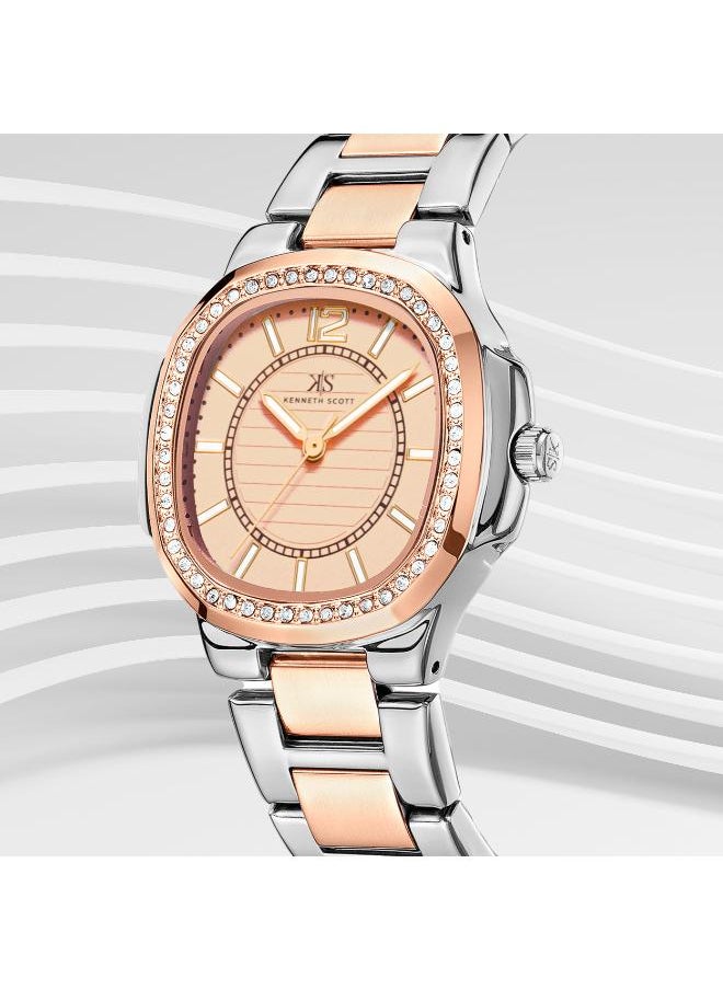 KENNETH SCOTT Kenneth Scott K24507-KBKK Women's Analog Display Watch & Stainless Steel Strap Rose Gold  - Image 3