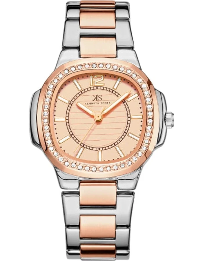 KENNETH SCOTT Kenneth Scott K24507-KBKK Women's Analog Display Watch & Stainless Steel Strap Rose Gold