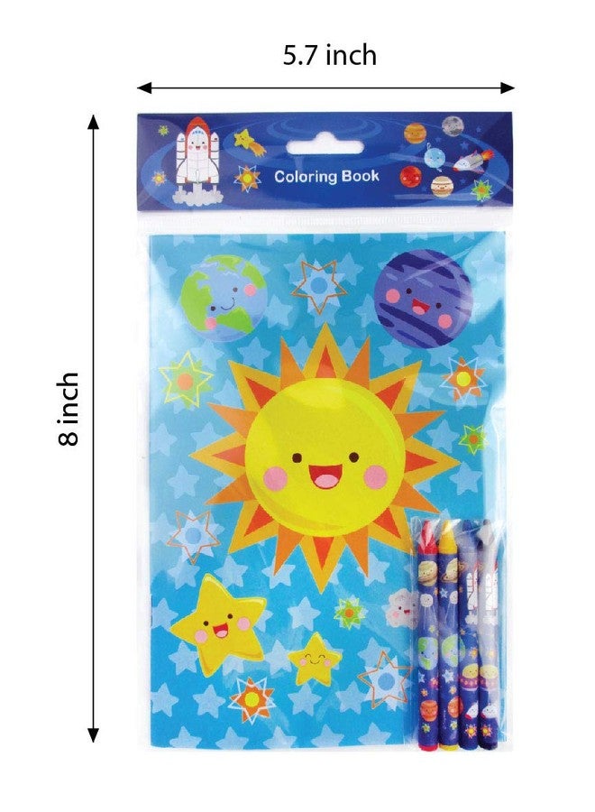 TINYMILLS Outer Space Coloring Book for Kids Party Favor Set with 12 Coloring Books and 48 Crayons Space Astronaut Rocket Birthday Party Supplies Outer Space Party Favor Bag Fillers - Image 5