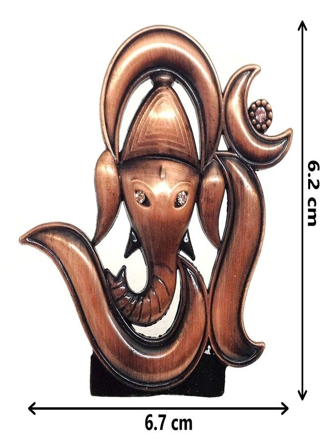 Relicon Lord OM Ganesh Idol | OM Ganesha Idol | Ganpati Vinayaka (Design-61) Brown Metal Statue for Car Dashboard | Mandir Murti | Home Decor | Office Table Showpiece (L*B*H-6.7 x 0.3 x 6.2 Cm) - Image 2