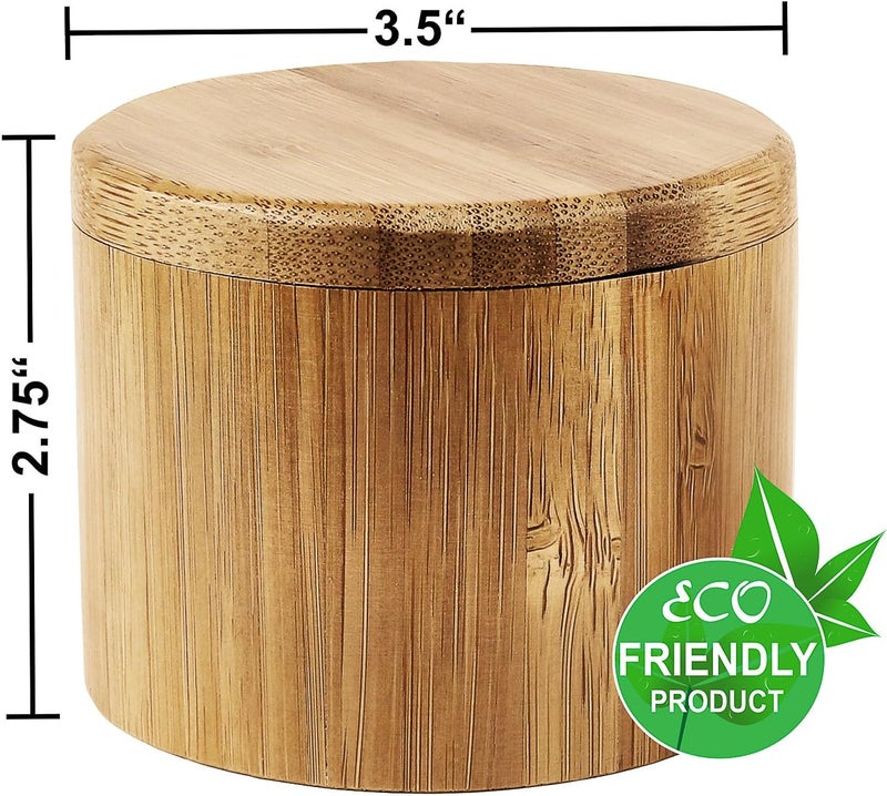 Estilo أوعية ملح وفلفل من الخيزران الفاخر مع أغطية دوارة مغناطيسية حاويات توابل خشبية مثالية للملح والتوابل والسكر والفلفل البني - Image 2