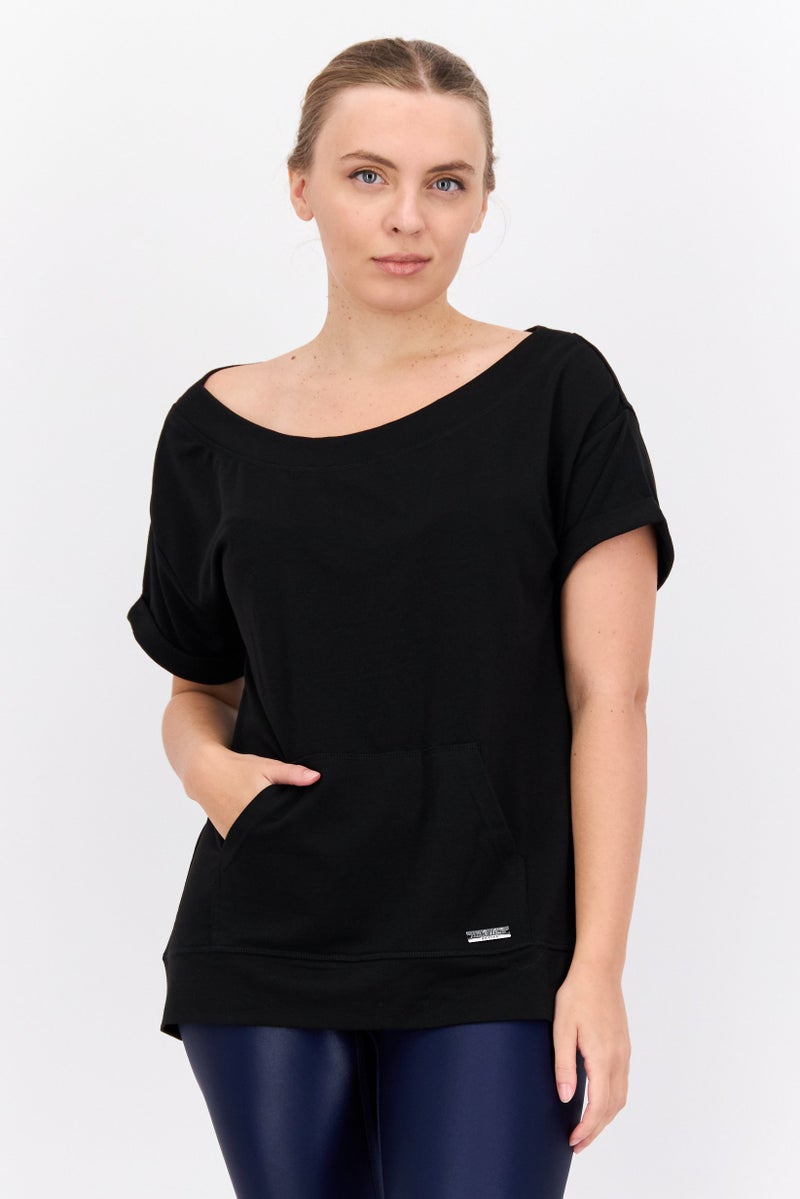 NINE WEST Women Sportswear Fit Short Sleeve Training T-Shirts, Black - Image 1