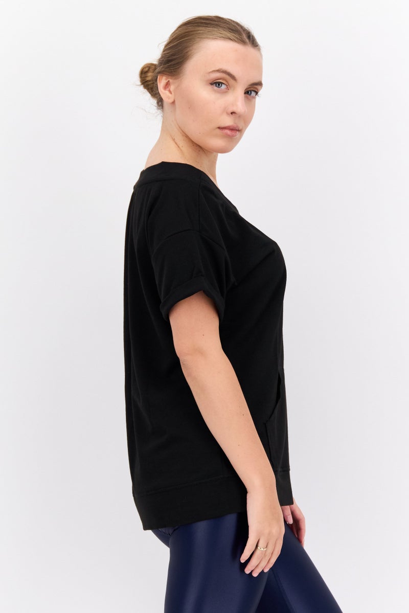 NINE WEST Women Sportswear Fit Short Sleeve Training T-Shirts, Black - Image 2