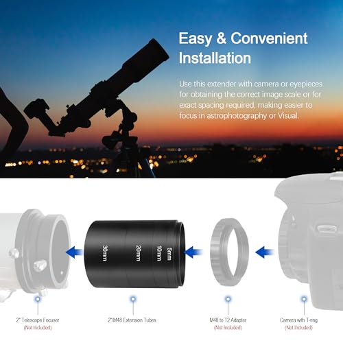 Astromania Astronomical 2"/M48-extension Tube Kit for Cameras and eyepieces - Length 5mm 10mm 20mm 30mm - M48x0.75 on Both Sides - Image 4