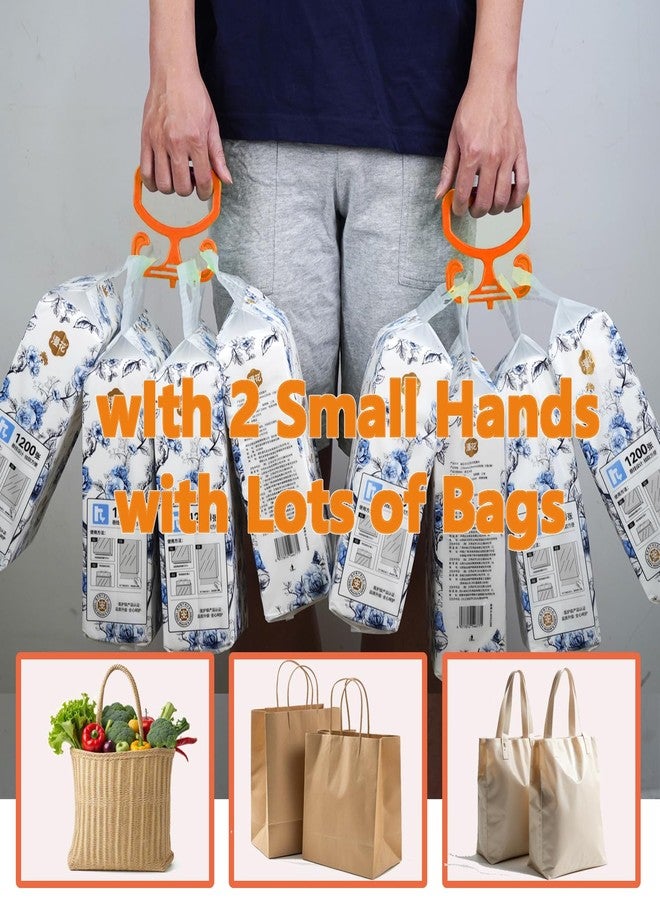 Phininia Grocery Bag Carrier with Plastic Storage Box, 2 Pack Grocery Bag Holder for Plastic Bags, Holds 100lbs, Heavy Duty Carry Handle, Comfortable Grip to Carry Bags, Buckets, Shopper Accessories, Orange - Image 2