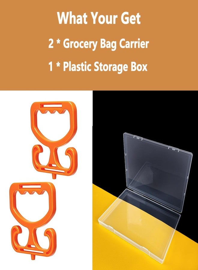 Phininia Grocery Bag Carrier with Plastic Storage Box, 2 Pack Grocery Bag Holder for Plastic Bags, Holds 100lbs, Heavy Duty Carry Handle, Comfortable Grip to Carry Bags, Buckets, Shopper Accessories, Orange - Image 4