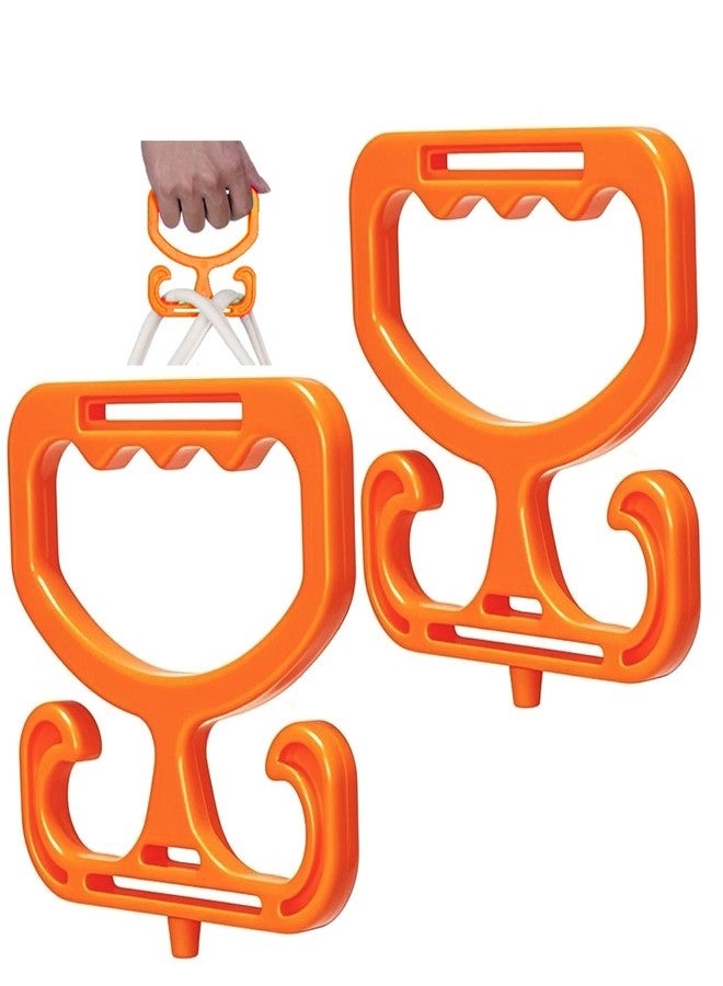 Phininia Grocery Bag Carrier with Plastic Storage Box, 2 Pack Grocery Bag Holder for Plastic Bags, Holds 100lbs, Heavy Duty Carry Handle, Comfortable Grip to Carry Bags, Buckets, Shopper Accessories, Orange - Image 1