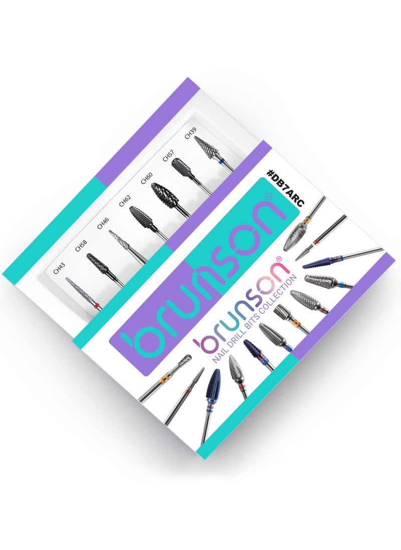 brunson - Nail Drill Bits 7pcs Acrylic Removal Nail Drill Bits Collection High-Quality Carbide Drill Bits for Nail Technicians Durable Easy-Change Design for Professional Manicure and Pedicure Applications - Image 1