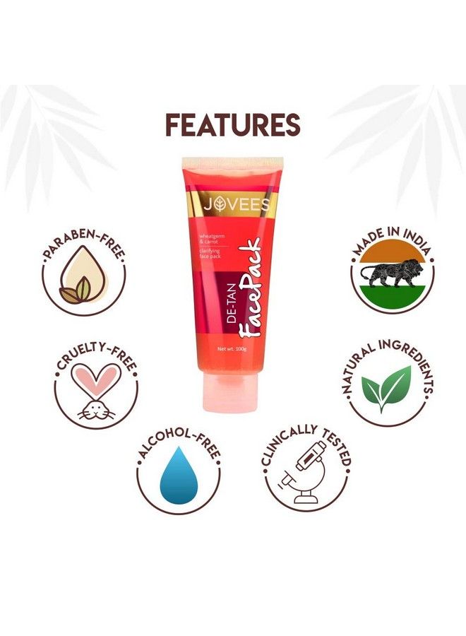 Jovees عبوة وجه لإزالة تان الأعشاب للنساء/الرجال؛ إزالة تان وتفتيح البشرة؛ مكونات طبيعية؛ 100 جرام (عبوة واحدة) - Image 4