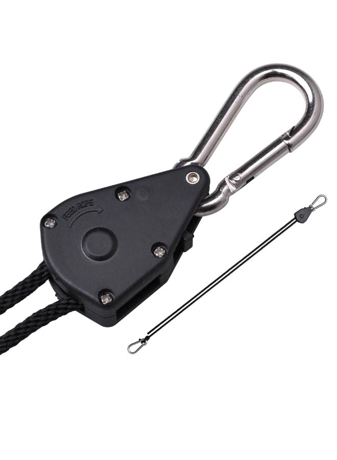 Loquat 2-Piece Ratchet Tie Down Rope With Hook Clip Set Black/Silver - Image 2