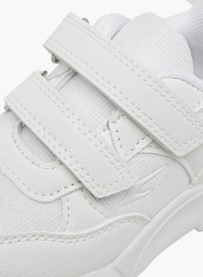 Dash Panelled School Shoes with Hook and Loop Closure