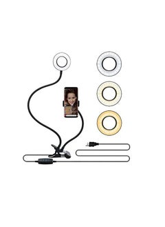 PADOM Padom Selfie Ring Light with Gooseneck Stand & Cell Phone Holder, 3 Light Mode Dimmable Led Phone Ring Light for Live Stream, Makeup, Camera, Video Recording  - Image 2