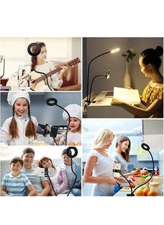 PADOM Padom Selfie Ring Light with Gooseneck Stand & Cell Phone Holder, 3 Light Mode Dimmable Led Phone Ring Light for Live Stream, Makeup, Camera, Video Recording  - Image 4