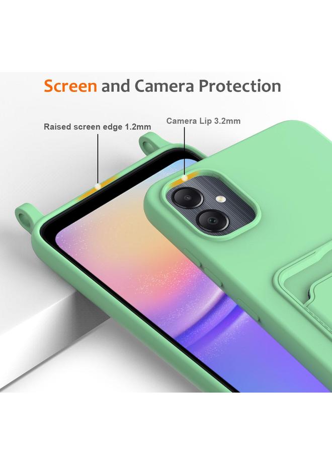 S-TOP Case For Samsung Galaxy M05 / F05 Integrated Card Bag Solid Color Liquid Silicone Phone Case with Lanyard - Image 4