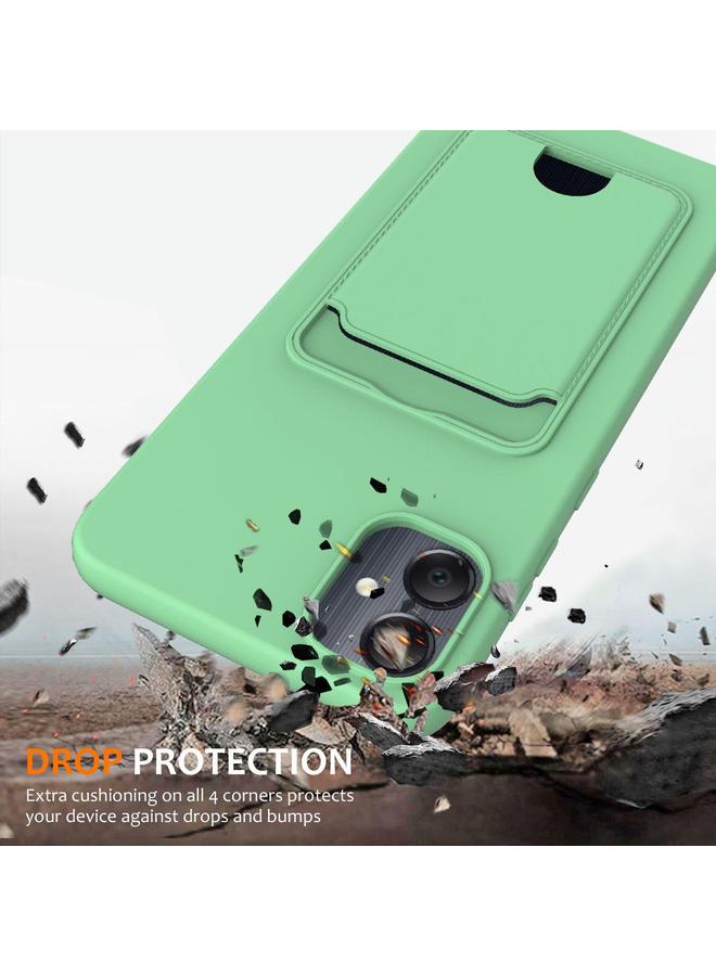 S-TOP Case For Samsung Galaxy M05 / F05 Integrated Card Bag Solid Color Liquid Silicone Phone Case with Lanyard - Image 2