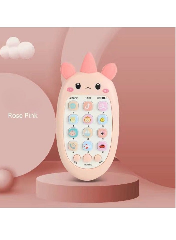 AROAQ Kids Toy Phone, Educational Music Phone Toy, Safe Durable Baby Simulation Mobile Phone, Fun Light Music Early Educational Interactive Mobile Toy for Kids, (Pony Pink (Ordinary Battery)) - Image 1